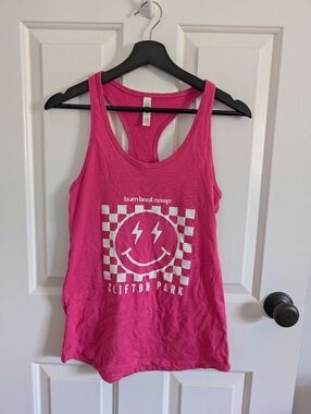 Burn Boot Camp Women's Pink Graphic Racer Back Tank Medium